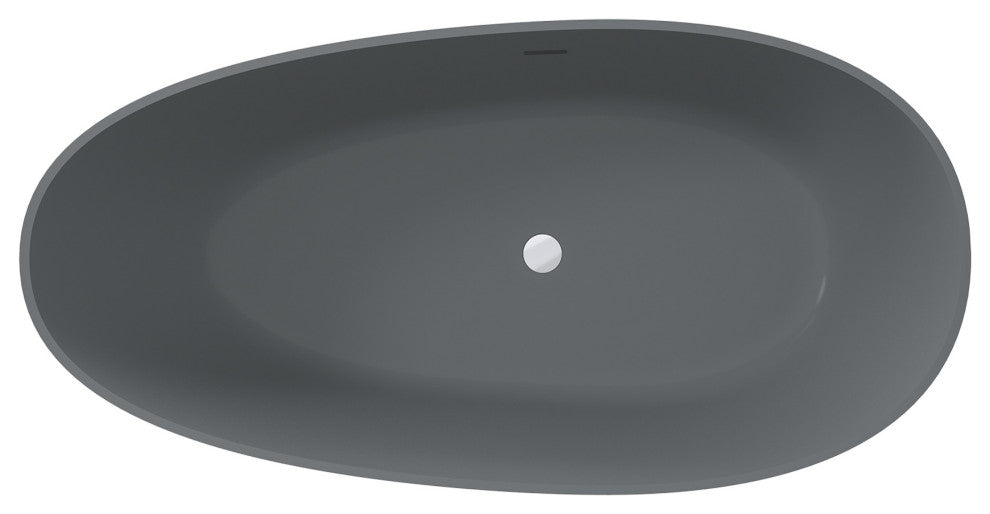 67in Solid Surface Freestanding Bathtub in Matte Black, Matte Grey