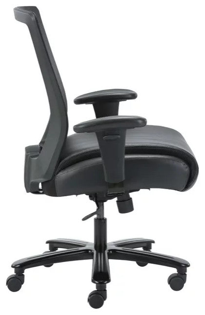 Contemporary Office Chair, Extra Padded PU Leather Seat & Breathable Back, Black