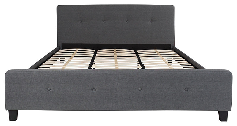 Tribeca King Size Tufted Platform Bed, Dark Gray