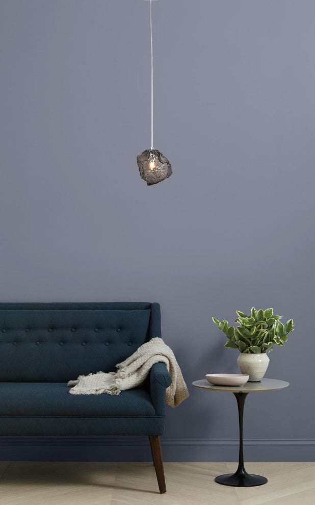 Distorted Glass Single Pendant Light Fixture, Smoke