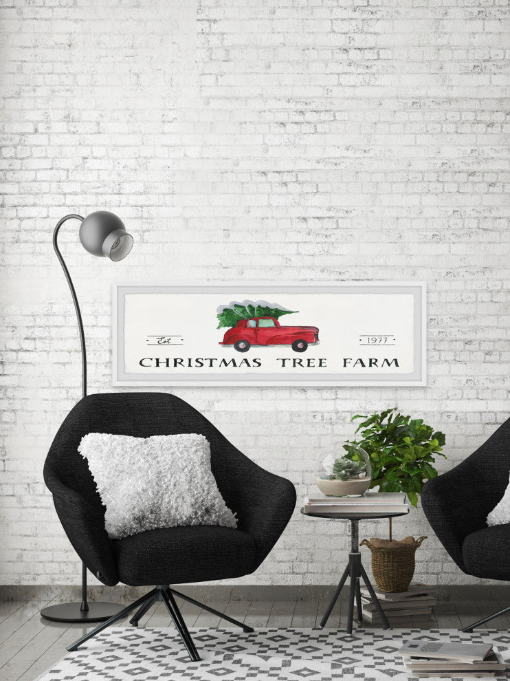"Tree Farm Est 1977" Framed Painting Print, 30x10