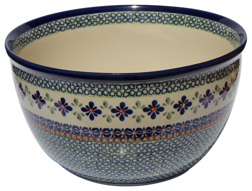 Polish Pottery Mixing Bowl Large, Pattern Number: DU60