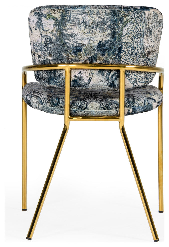 Modrest Farnon Modern Patterned Velvet and Gold Dining Chair