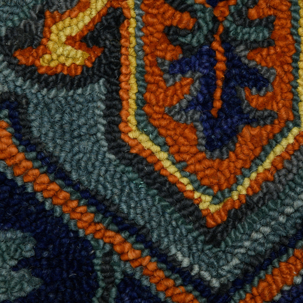 Boho Evreux Area Rug, Blue and Orange, 5'' x 8'', Medallion