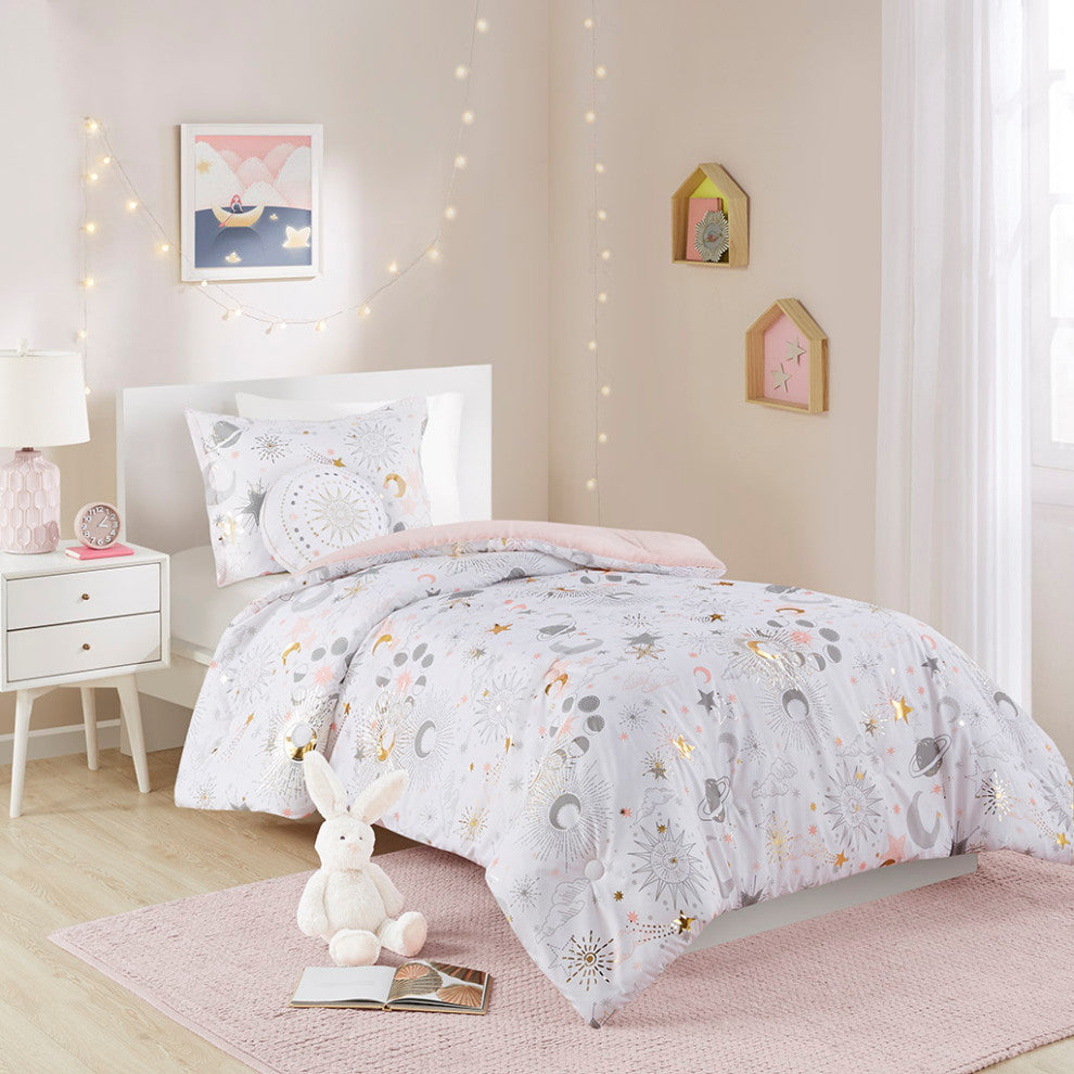 Mi Zone Kids Celia Starry Sky Metallic Comforter Set with Throw Pillow