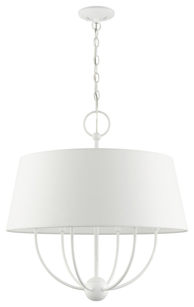 White Transitional, English Country, Rustic, Casual Pendant Chandelier
