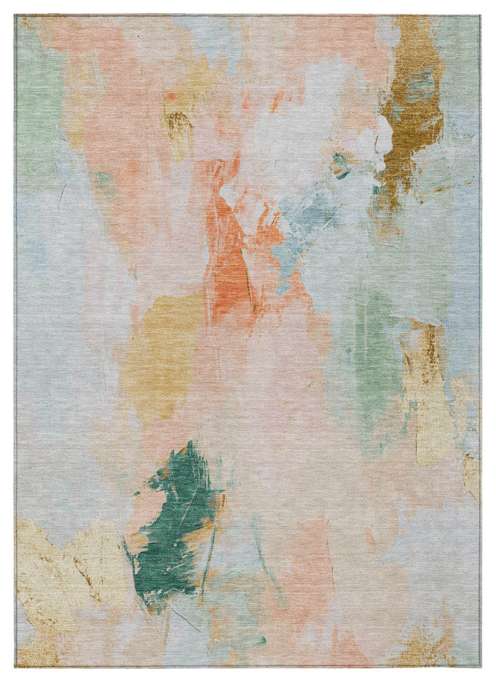 Machine Washable Indoor/Outdoor Chantille ACN1914 Peach 3' x 5' Rug