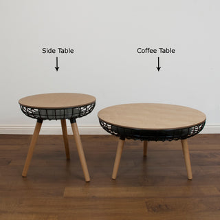 Airy Modern Metal Wire Side Table With Wood Top and Legs