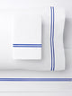 1000 Thread Count 2 Stripe Embroidery Sheet Set, Navy on White, Twin Sheet Set
