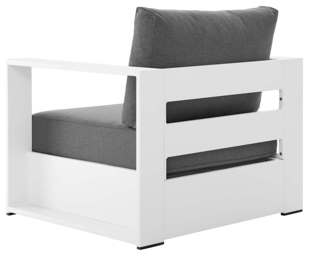 Sectional Sofa Table Set, White Gray, Aluminum, Modern, Outdoor Patio