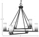 Trinity 6 Light Chandelier Shown, Matte Black Finish, 2.5" Onyx Swirl Glass