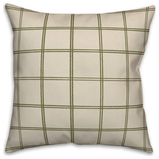 Cream and Green Check 18x18 Spun Poly Pillow