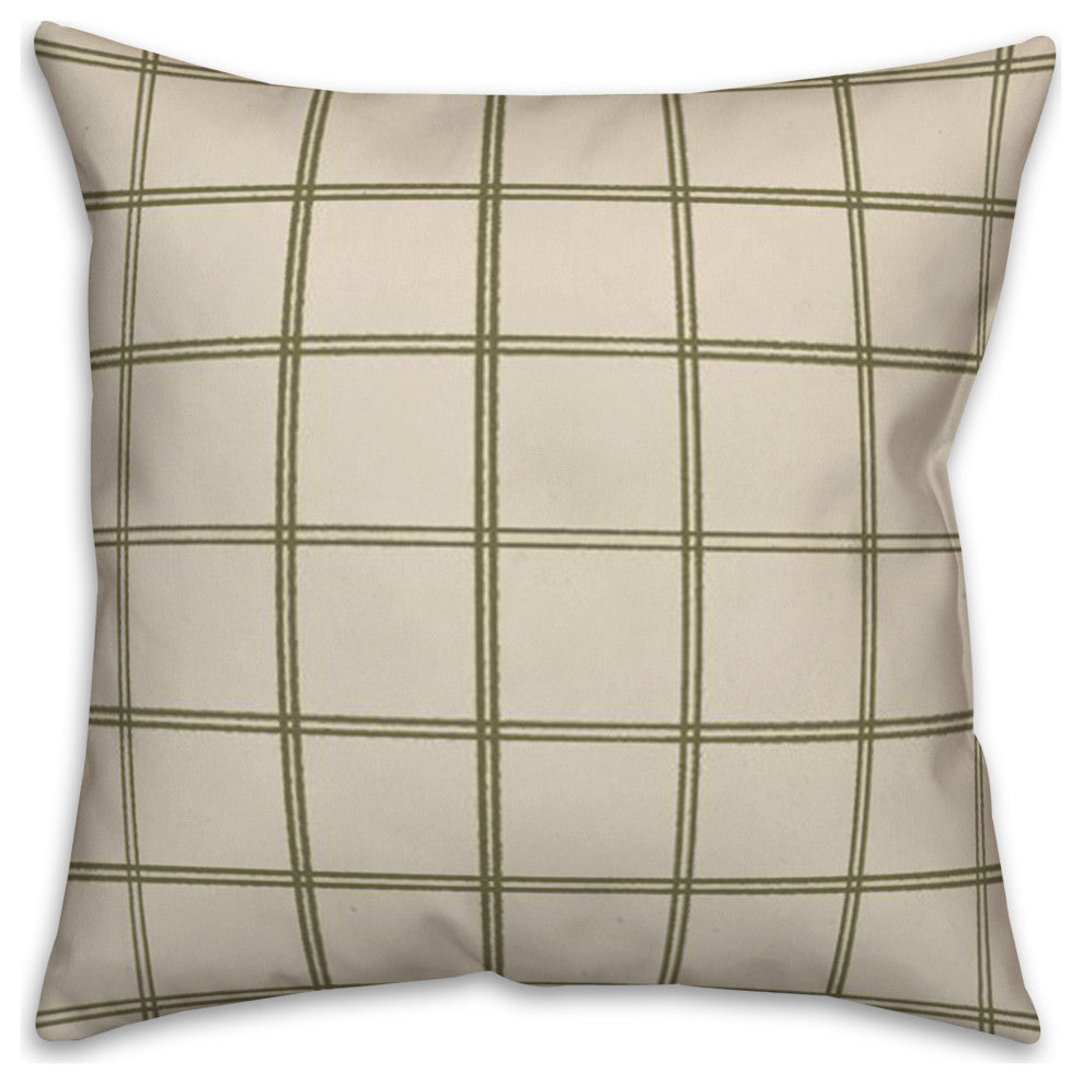 Cream and Green Check 18x18 Spun Poly Pillow
