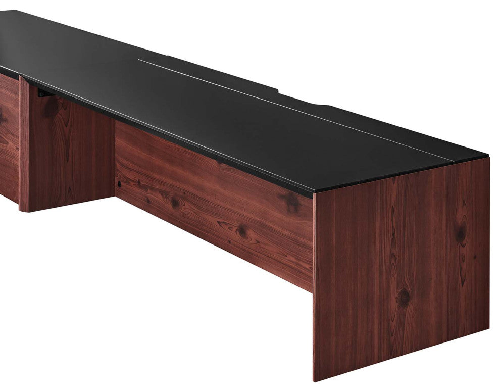Kinetic 49" Wall-Mount Office Desk With Cabinet and Shelf, Black Cherry