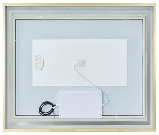 Horizontal Rectangular LED Wall Mount Bathroom Mirror, Gold, 36"