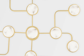 Meander 13-Light LED Chandelier, Aged Brass Frame, White Diffuser