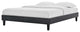 Platform Bed Frame, King Size, Velvet, Dark Grey Gray, Modern Contemporary