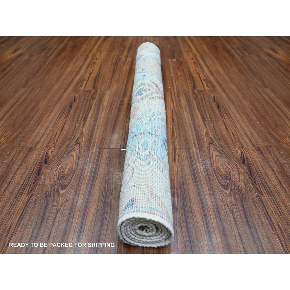 Cloud Blue Wool Hand Knotted Anatolian Village Inspired Oriental Rug 4'x6'
