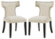 Modern Beige Curve Dining Side Chair Fabric Set of 2