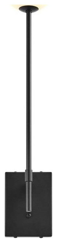 Modway Riva Metal Wall Sconce with Opal White Glass in Black