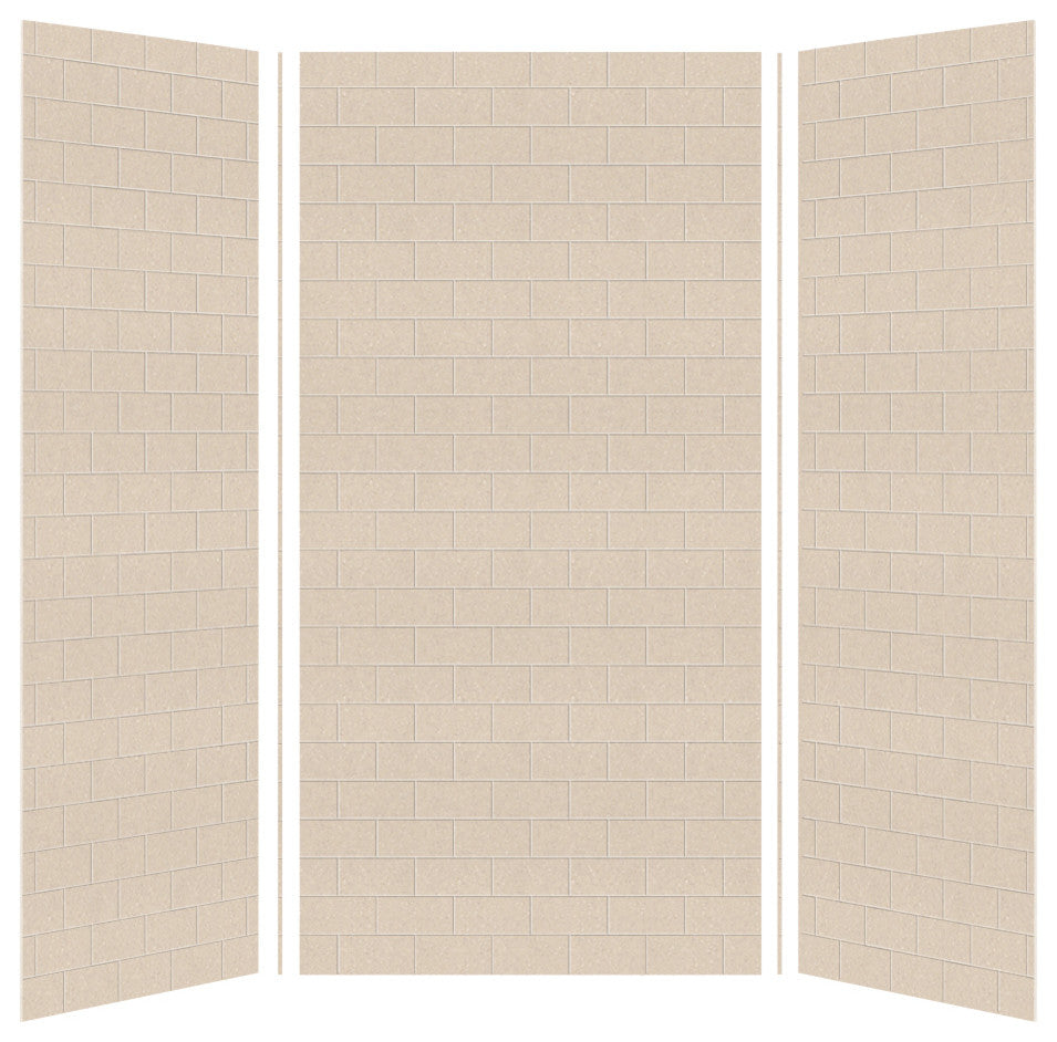 Transolid SaraMar 36" X 48" X 96" Glue to Wall 3-Piece Shower Wall Kit, Cashew