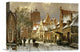 "A Winter Street Scene" Stretched Canvas Giclee by Willem Koekkoek, 16"x12"