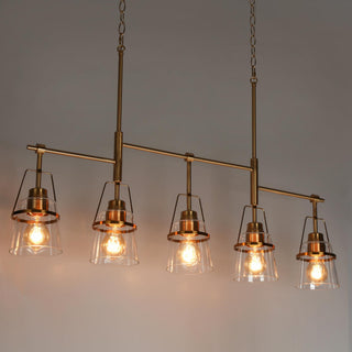 LNC 5-Light Polished Gold Modern Linear Kitchen Pendant Island Light, Linear