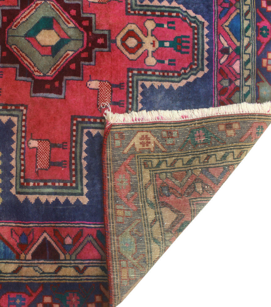 Fine Vintage Distressed Trenton Red/Navy Runner, 4'7x9'10