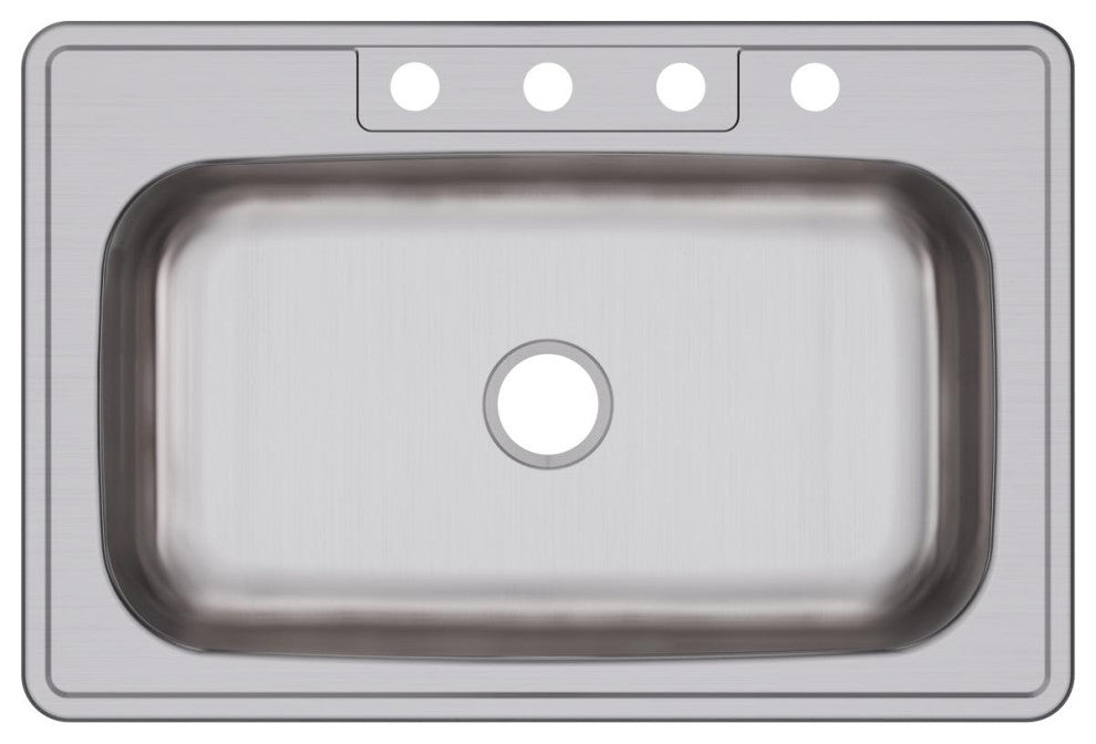 DSE133224 Dayton Stainless Steel 33" x 22" x 8-1/16", Drop-in Sink, 4 Holes