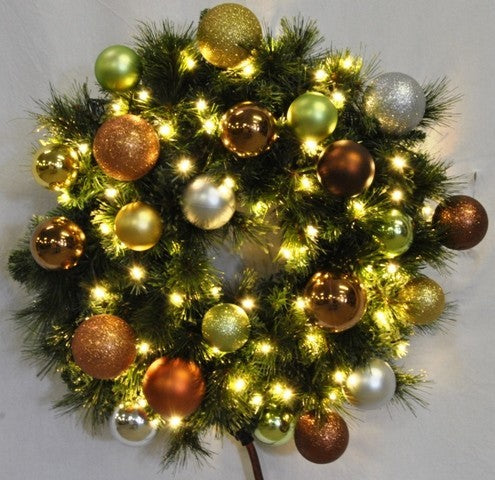 4'' Pre-Lit Warm White LED Sequoia Wreath Decorated With The Woodland Ornament