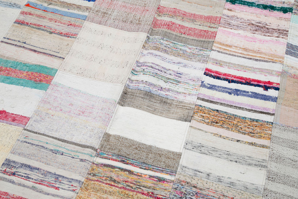 Rug N Carpet - Handmade Oriental 7' 11'' x 9' 10'' Rustic Patchwork Kilim Rug