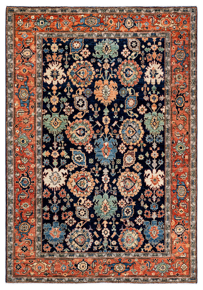 Serapi, One-of-a-Kind Hand-Knotted Runner Rug  - Blue, 6'5"x9'2"