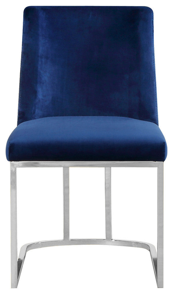 Heidi Black Velvet Dining Chair Set of 2, Navy