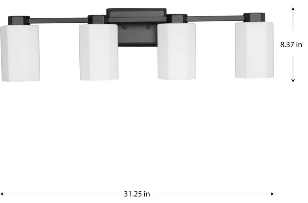 Estrada Collection 4-Light Contemporary Bath and Vanity Light, Matte Black