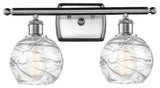Small Deco Swirl 2-Light Bath Vanity-Light, Brushed Satin Nickel, Clear