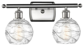 Small Deco Swirl 2-Light Bath Vanity-Light, Brushed Satin Nickel, Clear