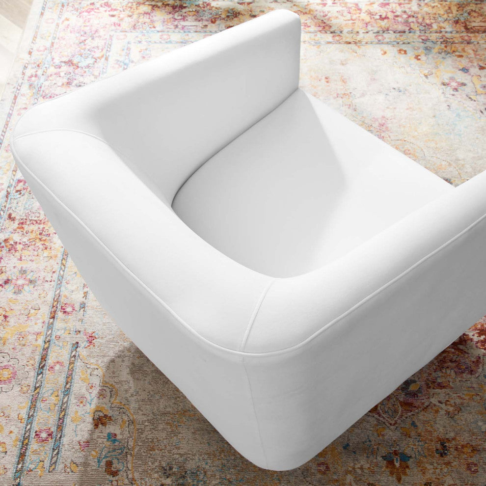Twist Accent Lounge Performance Velvet Swivel Chair, Gold White