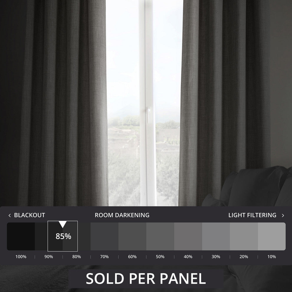 Faux Linen Grommet Room Darkening Curtain Single Panel, Clay, 50"x120"