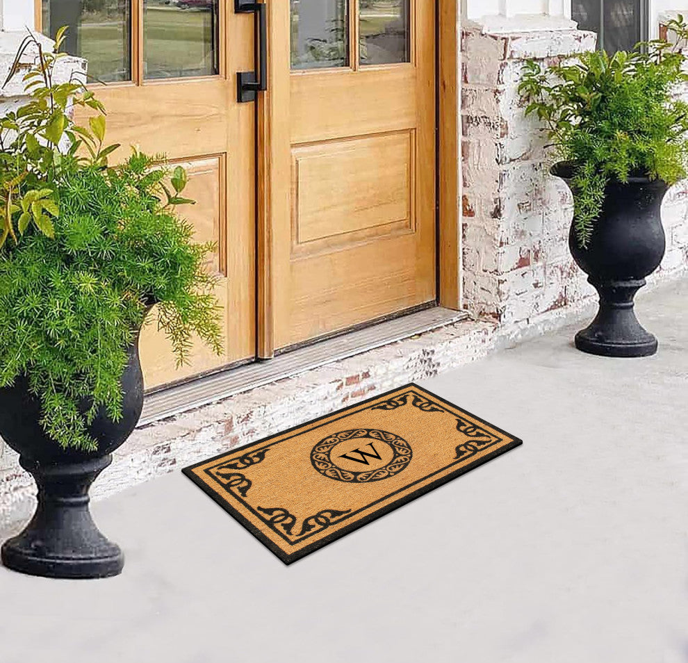 A1HC Hand-Crafted by Artisans Geneva Monogrammed Entry Doormat, 30"x48", W