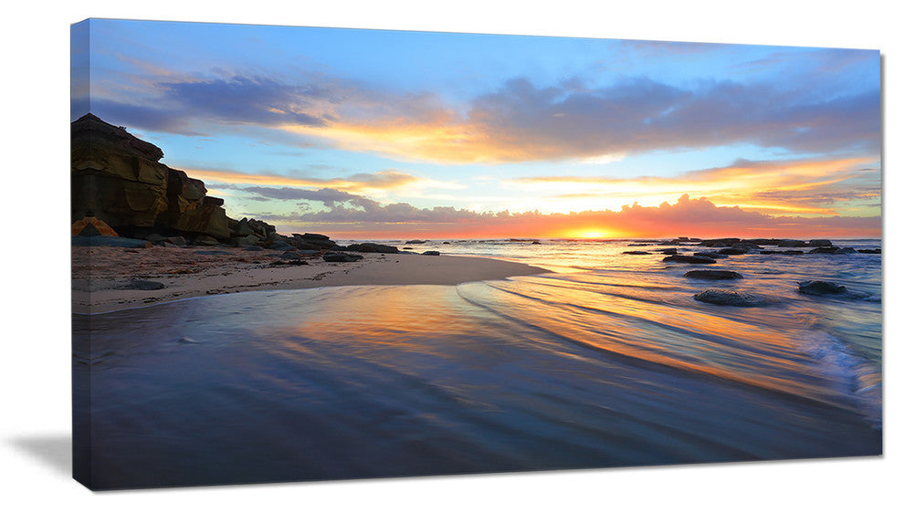 "Exotic Seashore Sunrise Australia" Seashore Canvas Wall Art, 40"x20"