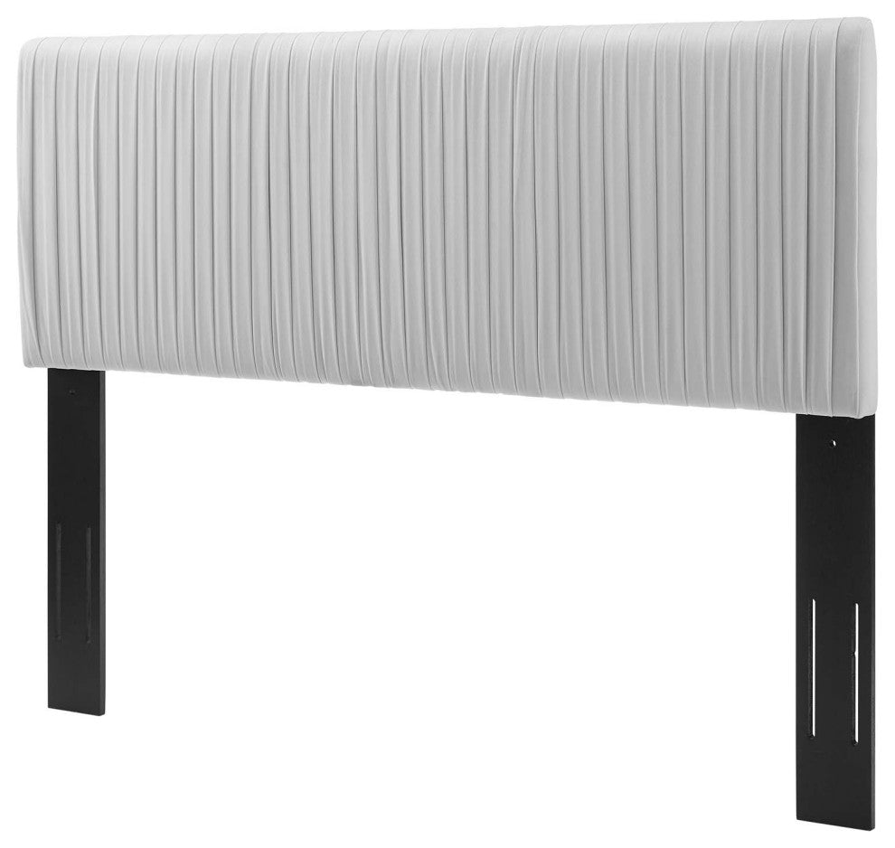 Tufted Headboard, King Size, Velvet, Light Gray, Modern Contemporary