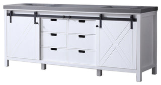 Marsyas 84" Double Vanity, White Square Sinks, No Mirror, White