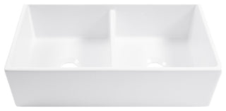 Austen Crisp White Fireclay 36" Double Bowl Farmhouse Undermount Kitchen Sink
