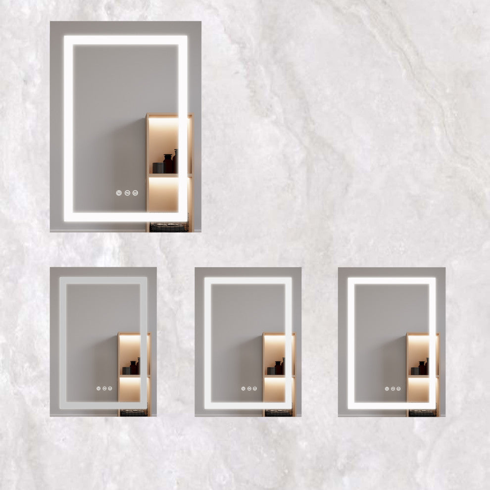 20" Surface/Recessed Mount Aluminum Medicine Cabinet with Mirror and LED Lights
