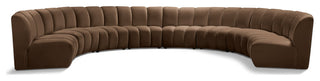 Infinity Channel Tufted Velvet Modular Chair, Brown, 8 Piece