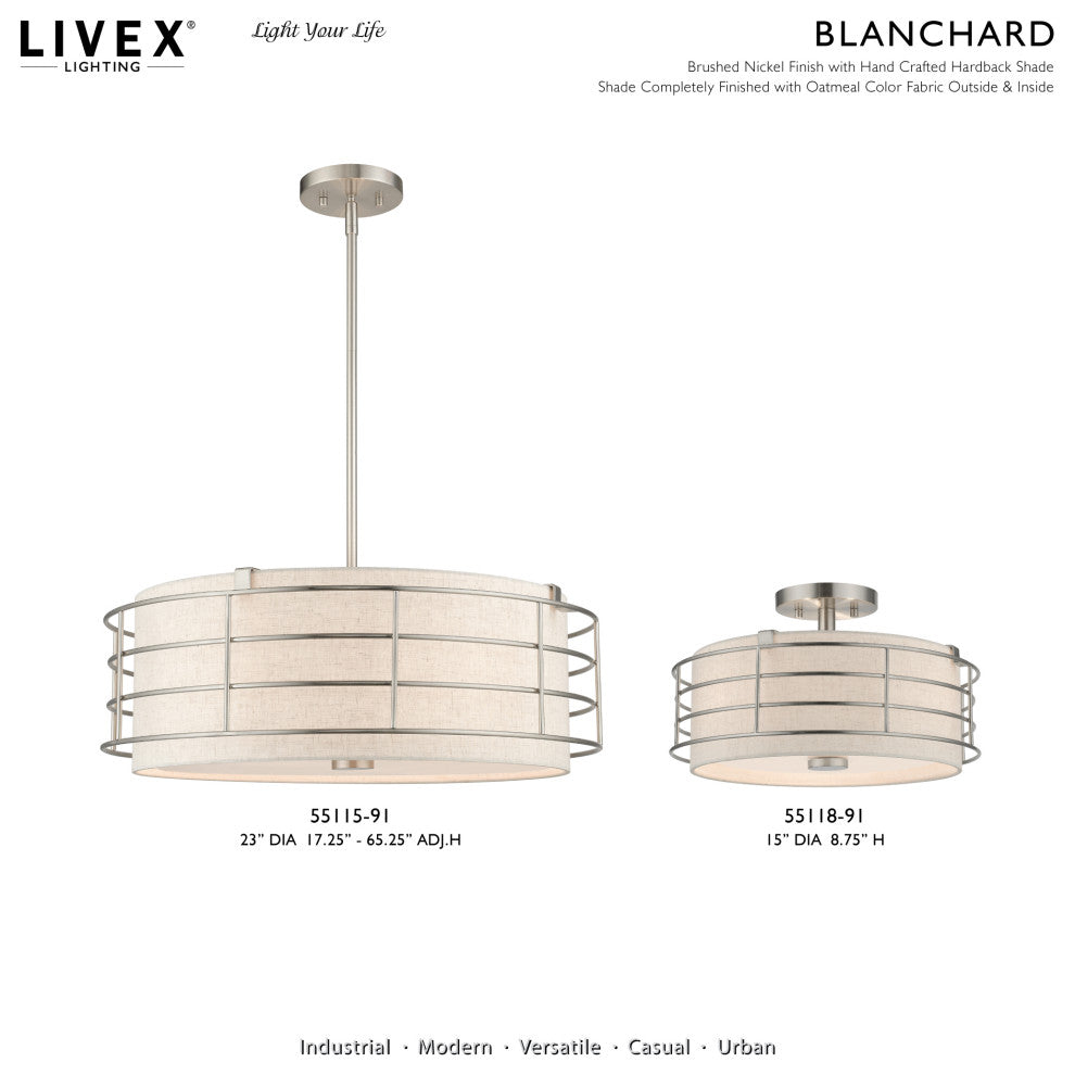Blanchard 5-Light Brushed Nickel Pendant Chandelier