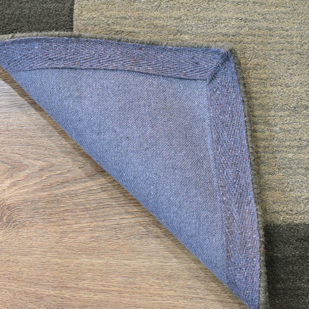 HAND TUFTED WOOL ECO-FRIENDLY AREA RUGS-Green Color, Contemporary Design