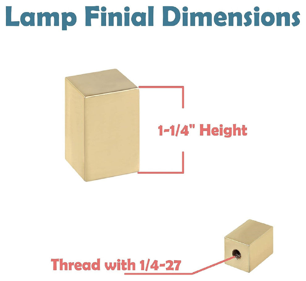 Aspen Creative 24031-12, Rectangular Cube Finial, Brass Plated 1-1/4" Height 2Pk
