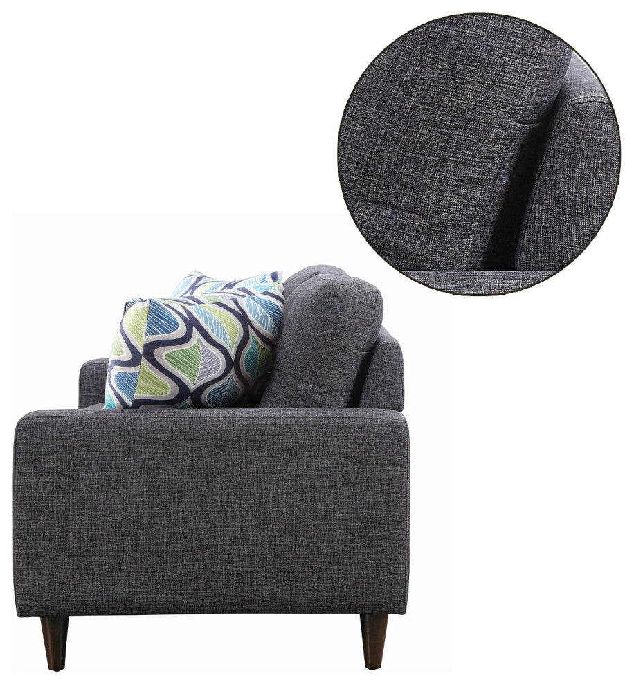 Linen-Like Fabric Tufted Back Loveseat, Gray