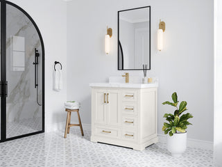 Boston 36" Left Offset Bath Vanity in Alabaster 1.5" Empira Quartz